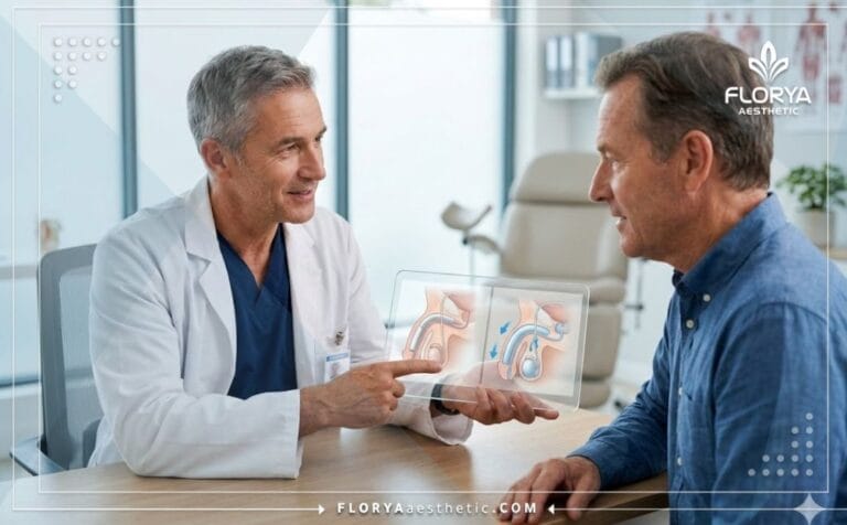 Docteur expliquant la Prothèse Pénienne Malléable vs Gonflable avec une technologie numérique