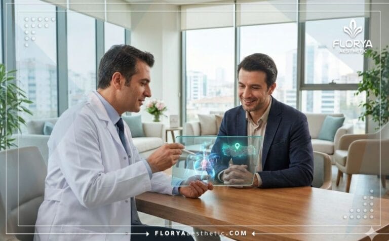 Médico profesional explicando el plan de Micro-TESE en Turquía