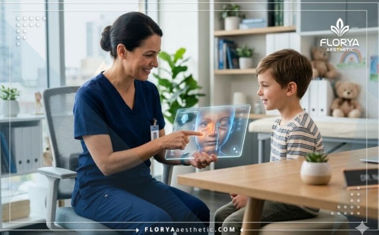 Professional doctor explaining Pediatric Tear Duct Probing using advanced digital tablet technology