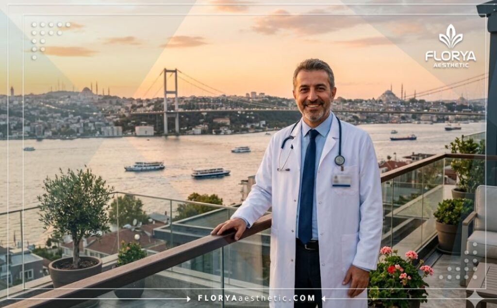 طبيب ودود في اسطنبول يرحب بالمرضى أمام جسر البوسفور