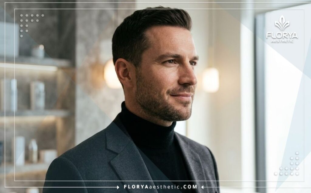 مريض يشعر بالثقة بعد تحقيق نتائج ناجحة لعملية التجميل الذكوري