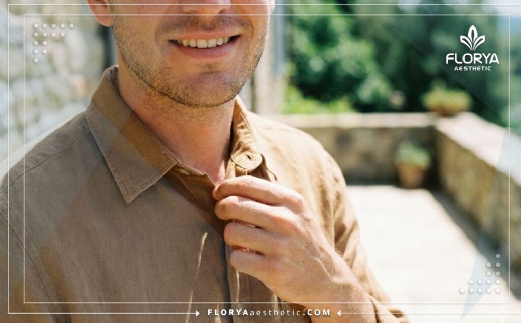 Hombre con gran confianza mostrando el resultado de su bienestar