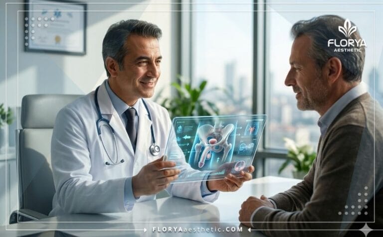 Profesional Médico de implante de pene en Estambul explicando el plan digital