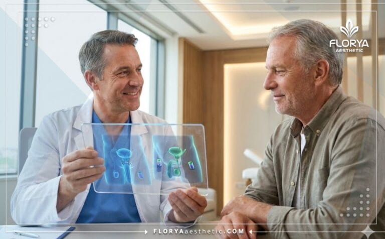 Especialista mostrando el proceso de los Implantes Peneanos en Turquía en una pantalla digital.