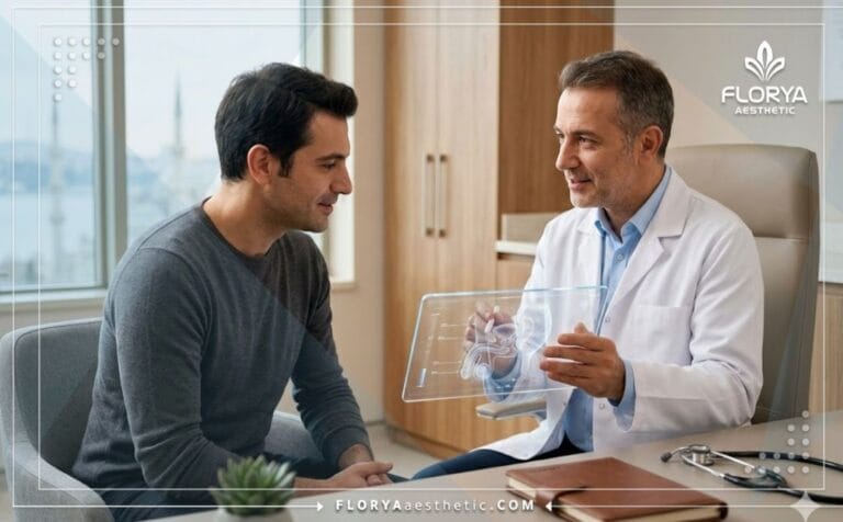 Doctor explicando el Alargamiento de pene en Turquía con tecnología digital.