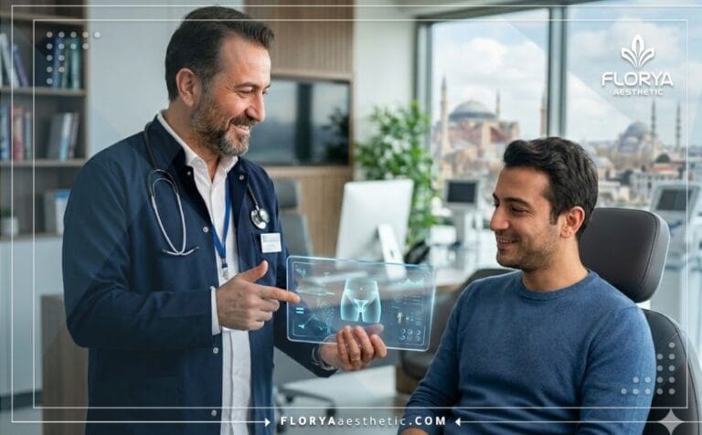 Médico especialista explicando el Alargamiento de Pene en Turquía usando tecnología avanzada