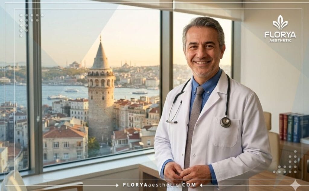 Médecin accueillant devant la célèbre tour Galata à Istanbul