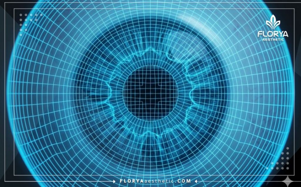 Escaneo 3D macro del área del ojo y la estructura del iris