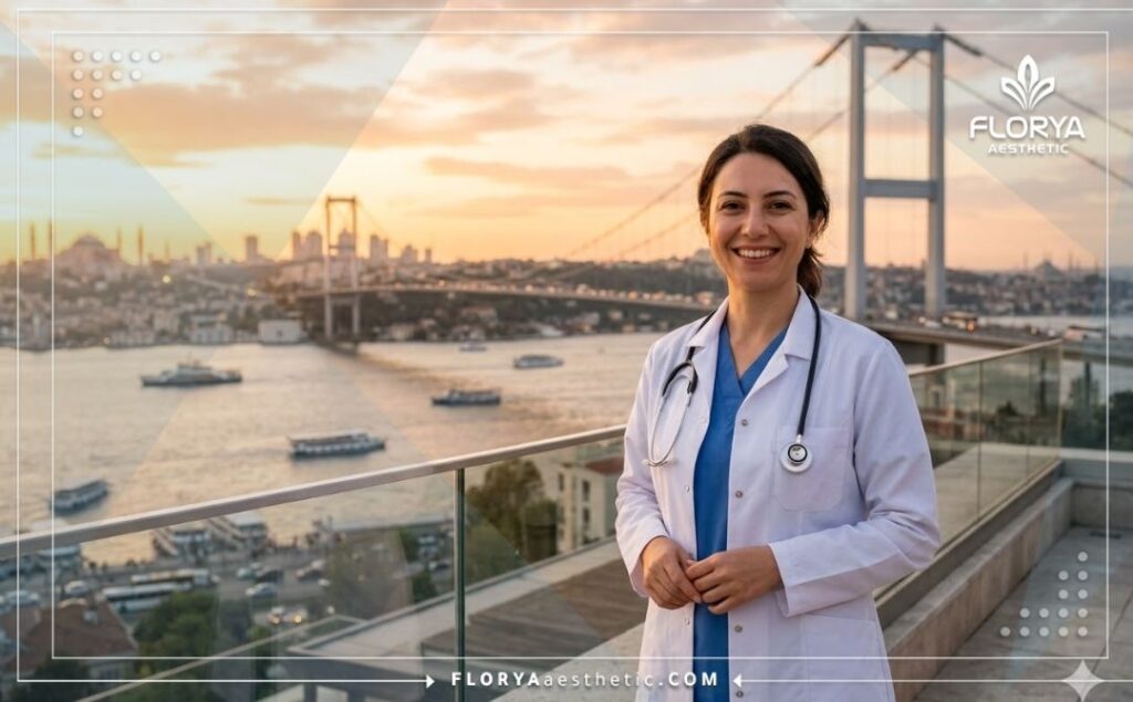 Doctor amable dando la bienvenida a los pacientes en Estambul