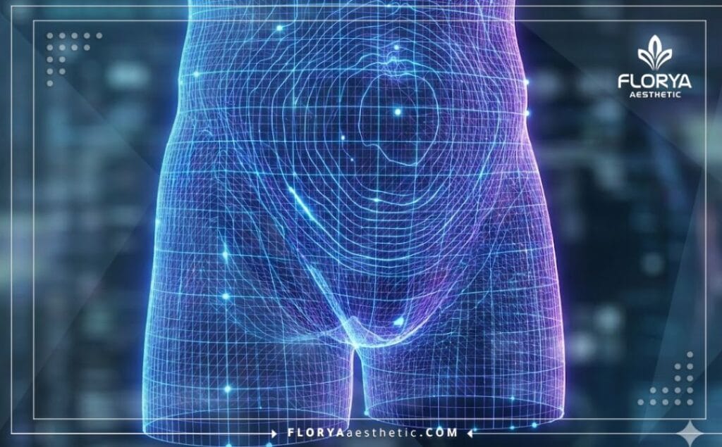 مسح طبي ثلاثي الأبعاد لمنطقة البطن السفلي بدقة عالية