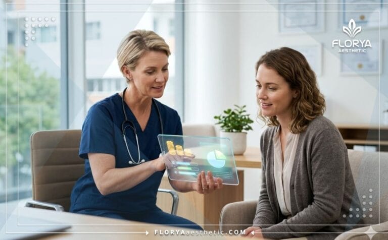 Médecin utilisant une tablette pour détailler le Coût de la chirurgie reconstructrice à Istanbul