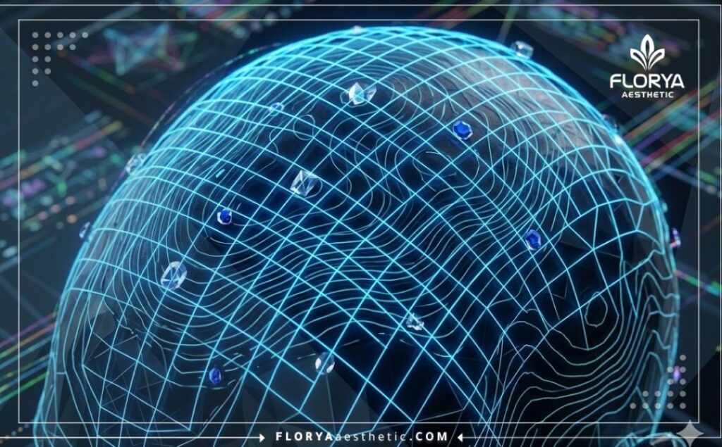 مسح رقمي ثلاثي الأبعاد لفروة الرأس يوضح دقة زراعة الشعر.