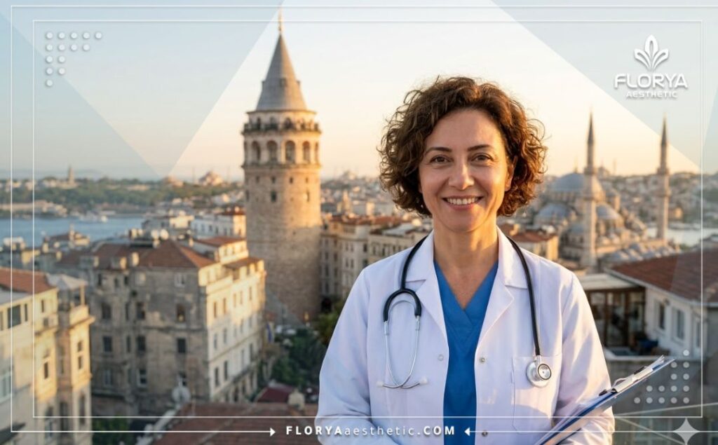 Приветливый врач-ортопед на фоне живописных достопримечательностей Стамбула.