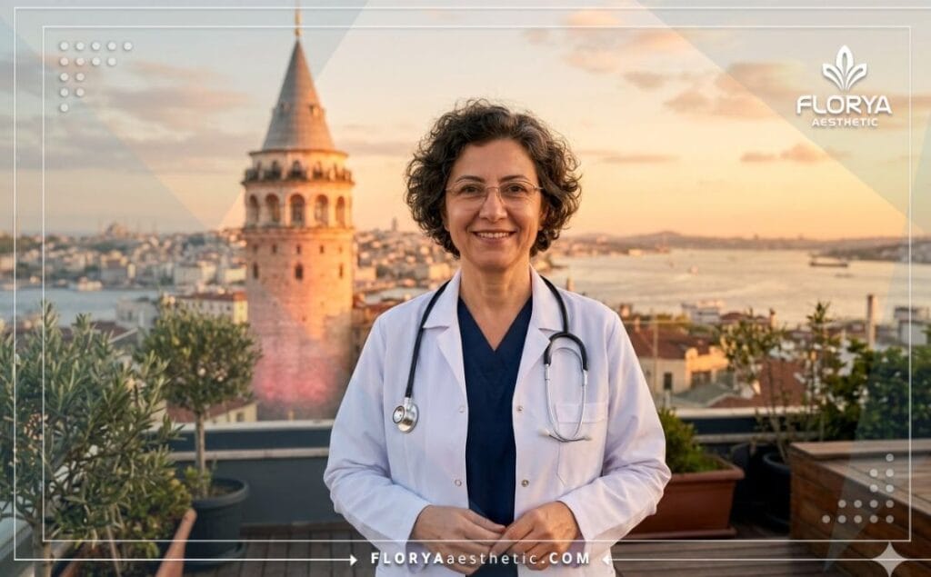 Doctor amable dando la bienvenida a los pacientes en Estambul