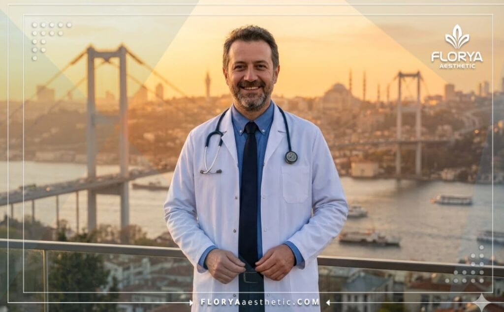Médico ortopedista amigable en Estambul durante el atardecer
