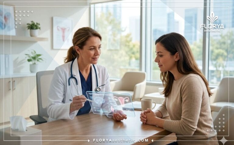 Professional doctor explaining the Vaginal Hyposensitivity Treatment plan on a digital tablet.