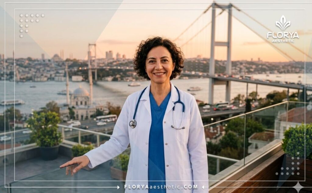 Especialista amable dando la bienvenida en Estambul, Turquía