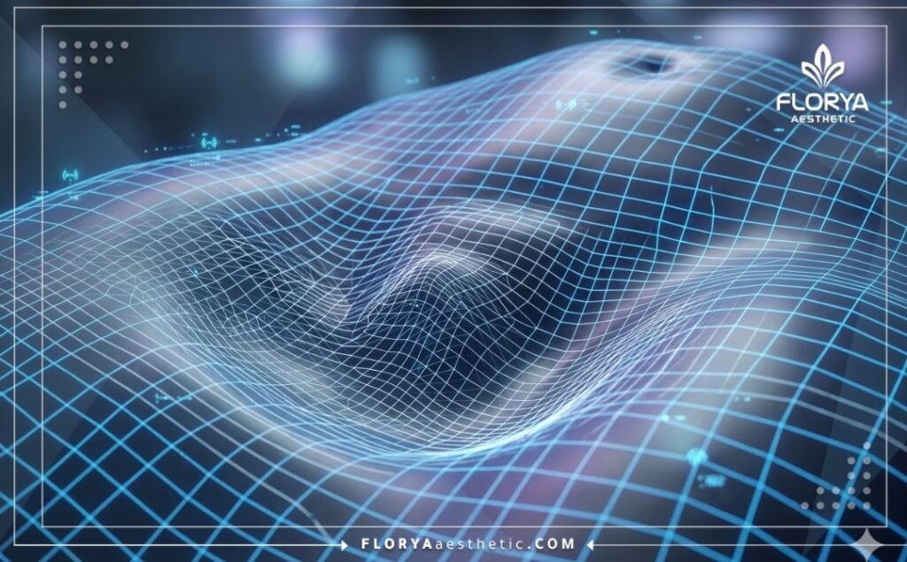 Abstract 3D surface scan showing precision medical mapping for pelvic floor treatments.