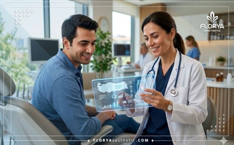 Médecin expert utilisant une technologie numérique pour expliquer le Coût de l'opération de la varicocèle Turquie.