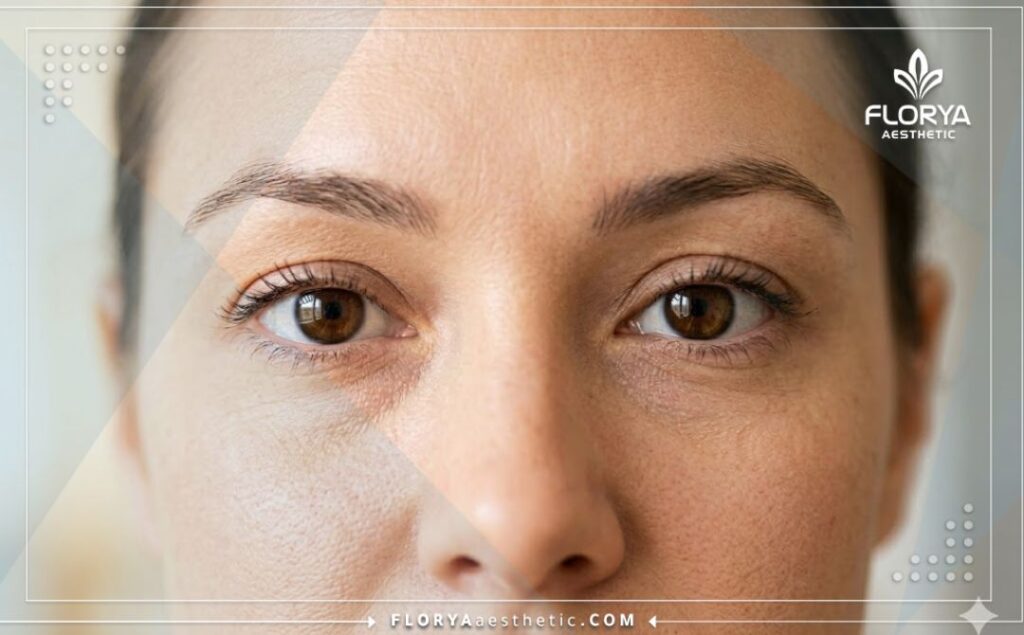 Primer plano cinematográfico de ojos perfectamente alineados y estéticos