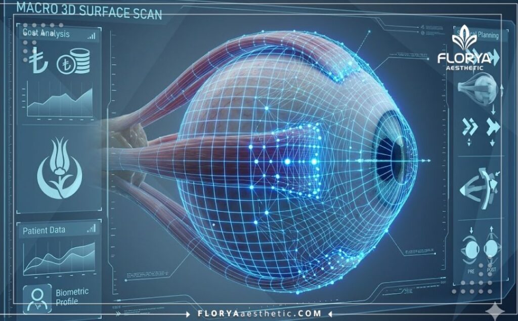 Modélisation 3D avancée de l'œil pour planifier la chirurgie de correction du strabisme.