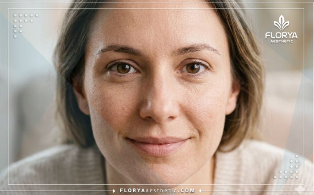 Résultat esthétique parfait avec des yeux bien alignés après la procédure de strabisme.