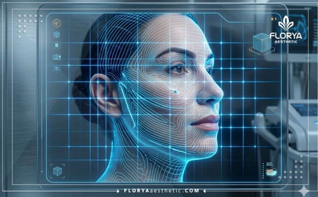 High-tech 3D scan of facial anatomy mapping tension lines