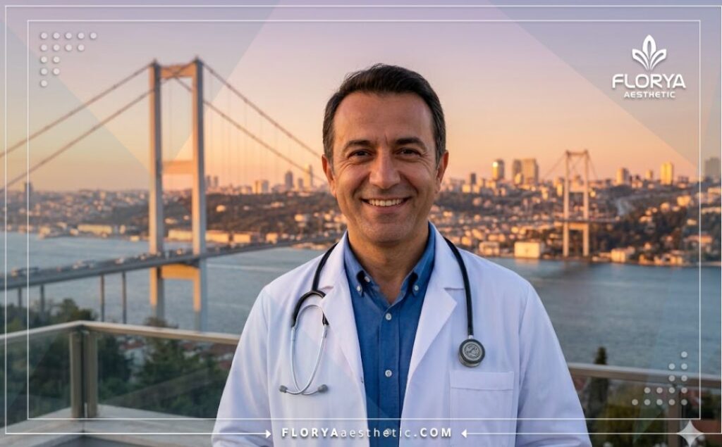 Welcoming cosmetic doctor smiling in front of the Bosphorus in Istanbul