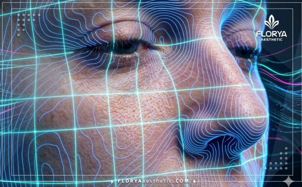 Scan 3D de précision de la surface de la peau du visage.