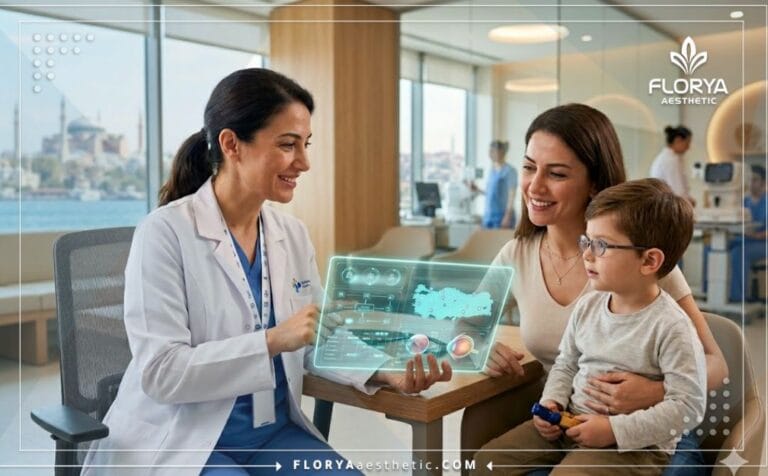 Professional doctor utilizing digital tablet to plan a Pediatric Ophthalmologist Appointment in Turkey