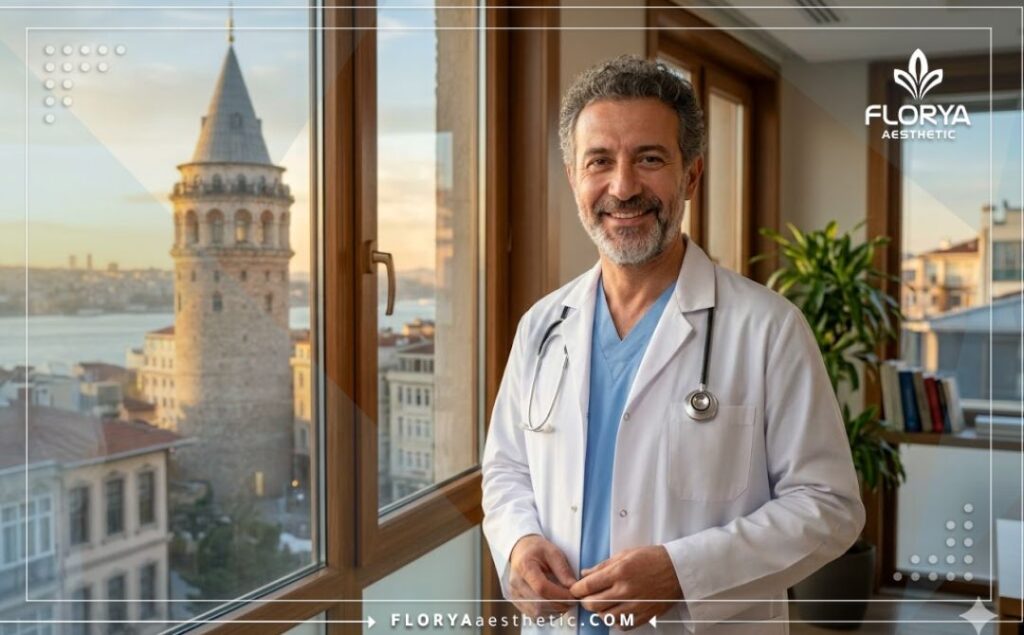 Приветливый врач с теплой улыбкой на фоне знаменитого моста через Босфор в Стамбуле