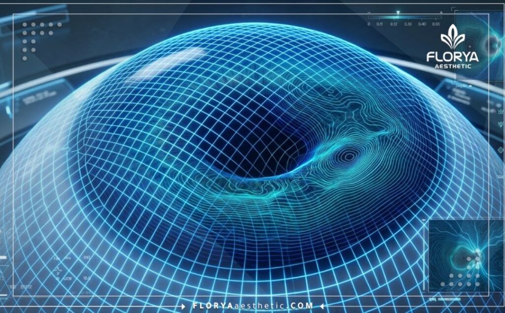 Futuristic 3D surface scan of the eye and retina demonstrating precise medical technology.