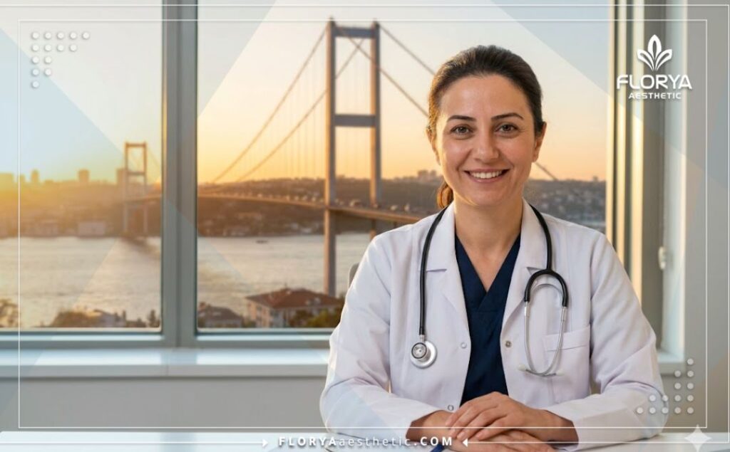 Дружелюбный врач на фоне знаменитых достопримечательностей Стамбула