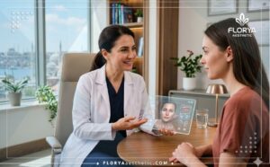 طبيب محترف يستخدم تقنية حديثة لشرح خطة عملية تجميل العيون في تركيا للمريض