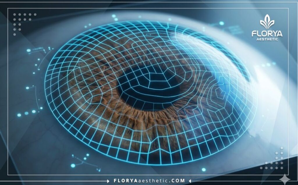 Futuristic 3D surface scan of the eye highlighting laser precision