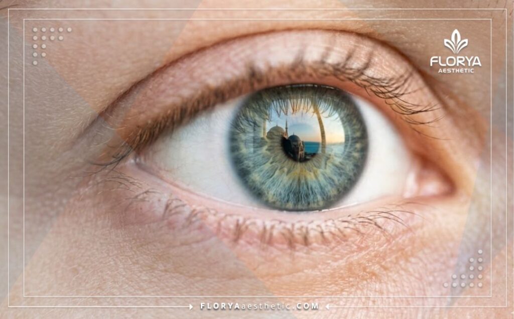 Cinematic close-up showing a perfect, clear eye and successful cornea treatment result