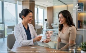 طبيب يشرح تقنية خيوط رفع زوايا الفم في تركيا عبر شاشة لوحية رقمية