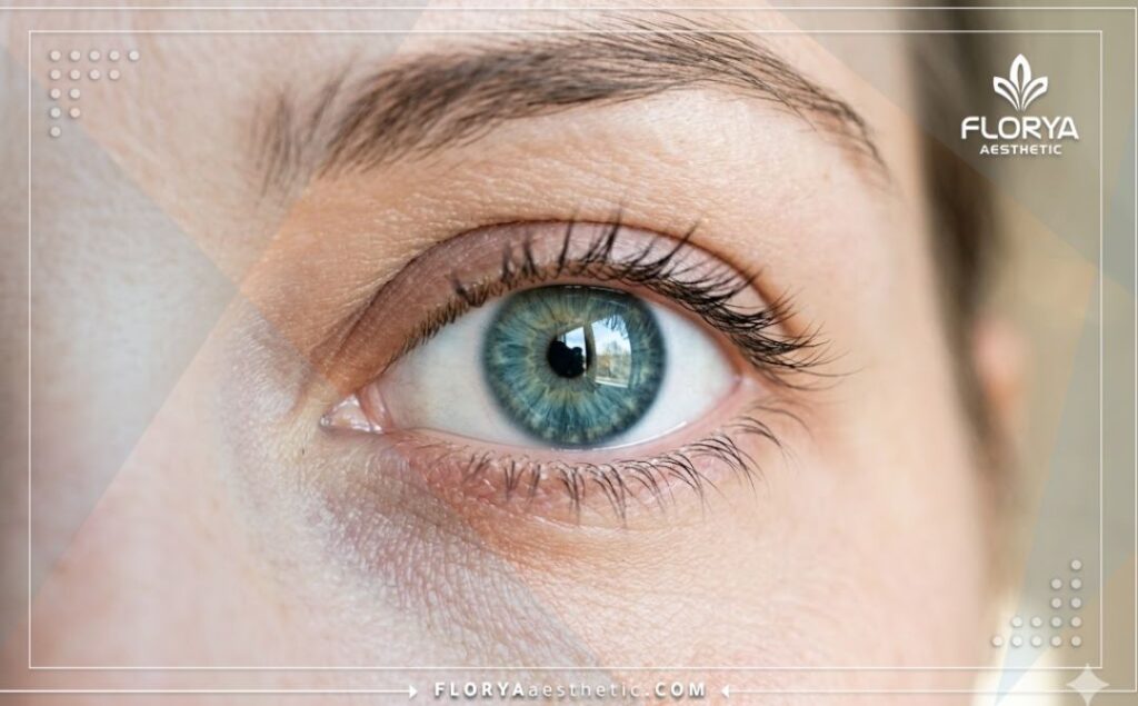 Крупный план идеального чистого глаза после успешной процедуры LASIK