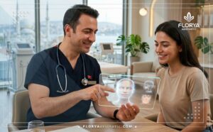 Врач использует цифровые технологии планируя Филлеры для лица в Турции