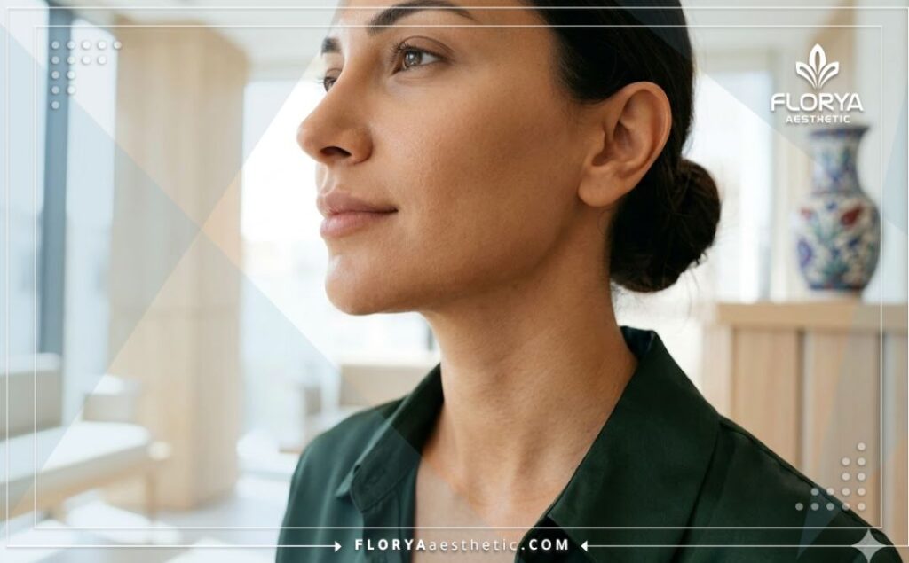 Résultat esthétique parfait d'un menton affiné sans excès de graisse