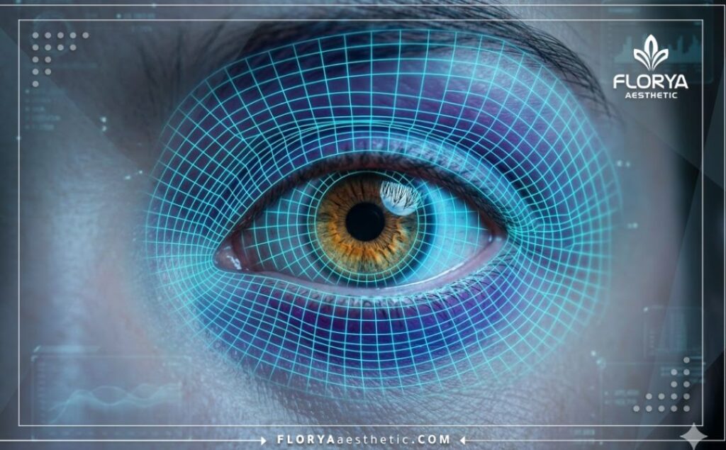 High-tech 3D macro surface scan highlighting the precise anatomy of the eye