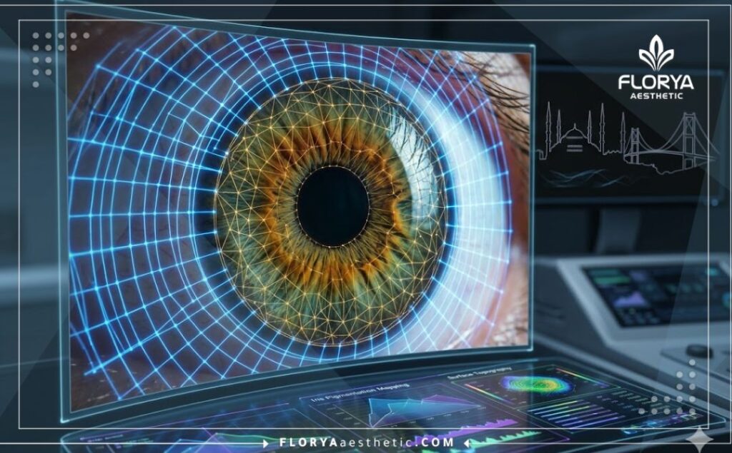 High-tech 3D macro surface scan of the eye highlighting the iris
