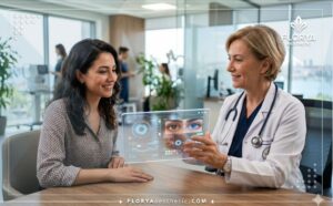 Professional doctor using transparent tablet for Eye Color Change in Turkey