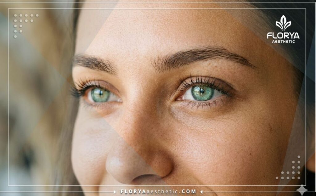 Perfect and natural result showing beautiful colored eyes after cosmetic procedure