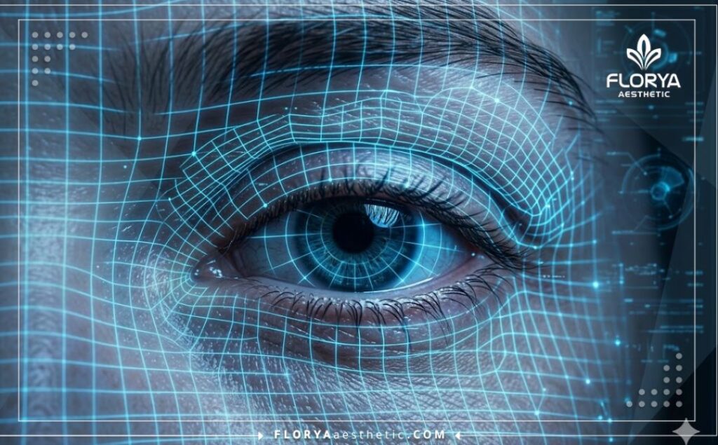 مسح رقمي ثلاثي الأبعاد لمنطقة العين يوضح الدقة الفائقة في التخطيط الطبي.