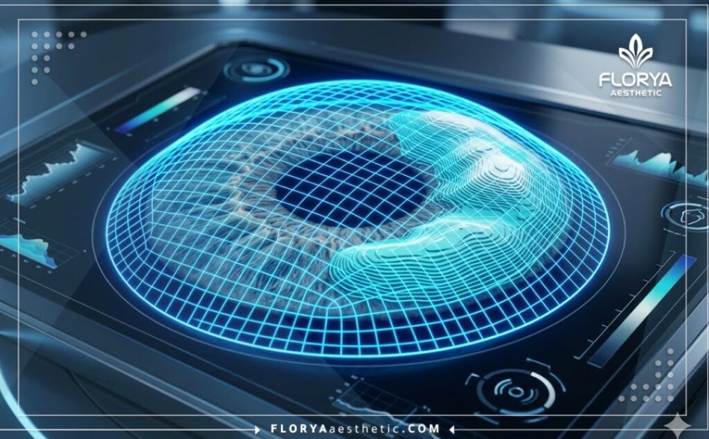 Advanced 3D digital scan of the human eye and iris structure.