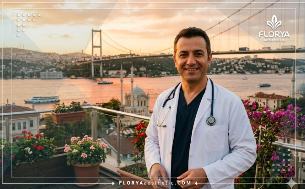 Приветливый врач на фоне достопримечательностей Стамбула