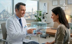 Professional doctor discussing the Femto LASIK Cost in Turkey with digital tablet technology