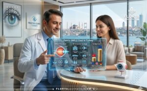 Professional doctor using a digital tablet to explain the Femto SMILE Cost in Turkey
