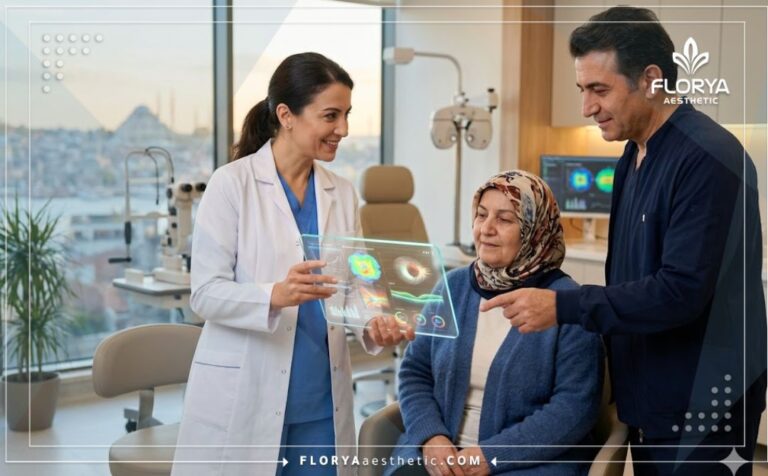 دكتور متخصص مياه زرقاء في تركيا يشرح خطة العلاج للمريض باستخدام تكنولوجيا حديثة